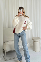G Monogram cream embroidered knit  jumper