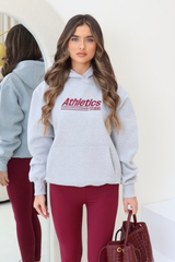 Athletics marl grey embroidered hoodie and burgundy seamless leggings