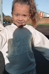 Mini ecru take it easy applique sweater jogger loungewear