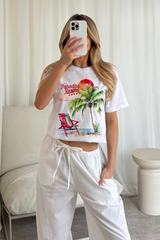 Paradise resort printed white T-shirt