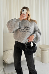 Apres ski grey embroidered knit  jumper