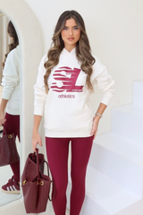 Studio leisure athletics ecru printed hoodie