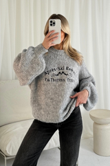 Apres ski grey embroidered knit  jumper