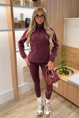 GEGE BURGUNDY EMBROIDERED ZIP UP FLEECE
