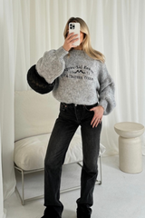 Apres ski grey embroidered knit  jumper