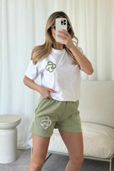 G monogram sage embroidered premium t-shirt and shorts