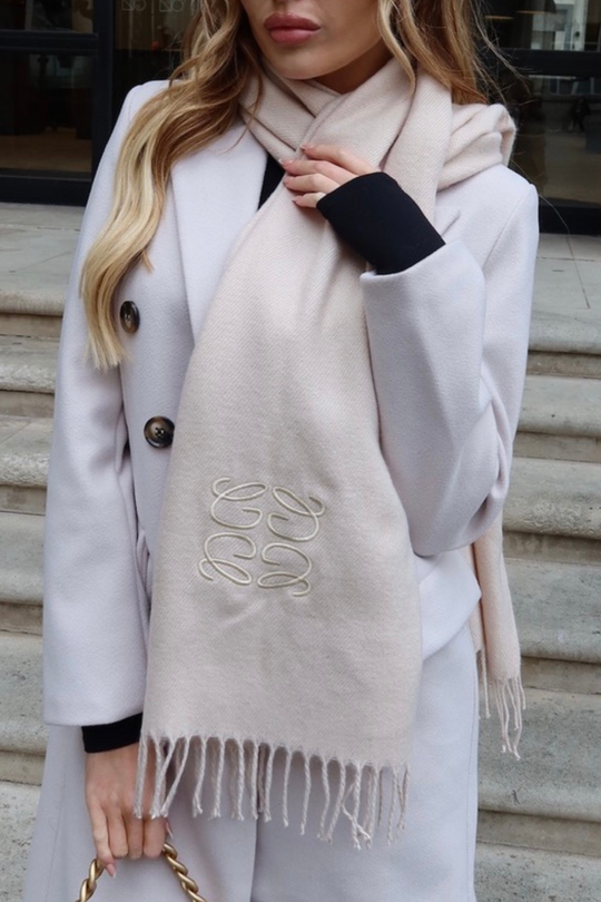 Gege cream embroidered scarf