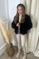 Mini Maisie black faux fur coat