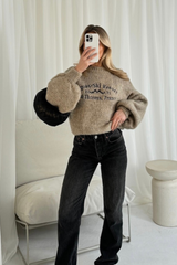 Apres ski beige embroidered knit  jumper