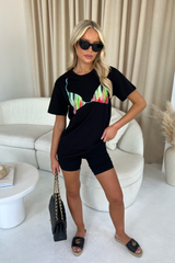 Black Rainbow Print Bra T-shirt