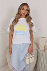 Stone circle white heavyweight printed t-shirt