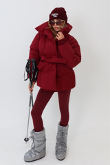 Alaska burgundy short padded duvet button up coat