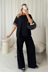 Eva black t-shirt straight leg jogger loungewear