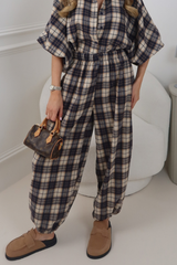 VIENNA NAVY CHECK BALLOON TROUSERS