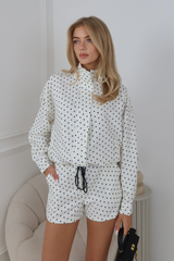 JESSICA CREAM POLKA DOT JACKET & SHORTS SET