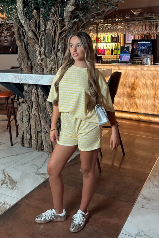 Cody lemon patterned t-shirt & shorts co ord