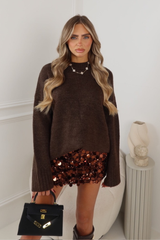 THEO CHOCOLATE OVERSIZE KNIT JUMPER