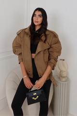 LOUIS CAMEL FAUX SUEDE BOMBER JACKET