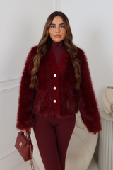 LIBBY BURGUNDY FAUX FUR JACKET