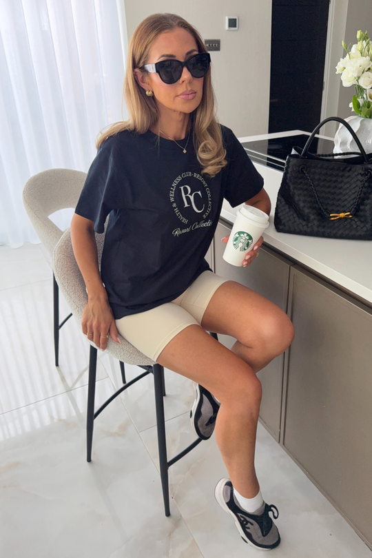 Monogram navy printed heavyweight T-shirt - Resort Collective