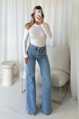 Amie blue denim flared leg jeans - Chloe Lauren Collection
