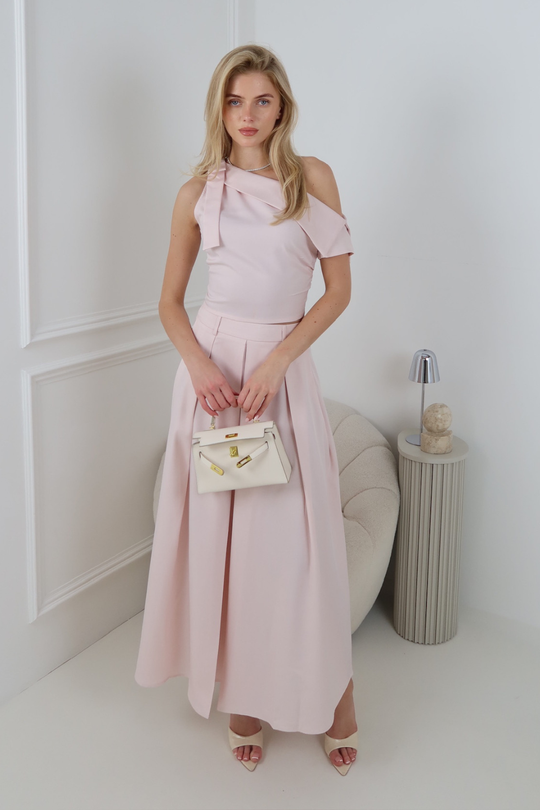 ROBYN PINK ONE SHOULDER BOW TOP