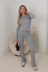 Molly grey ribbed loungewear top