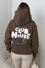 Club House mocha printed premium hoodie