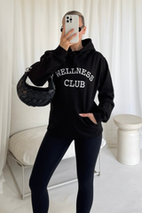 Wellness Club black embroidered hoodie