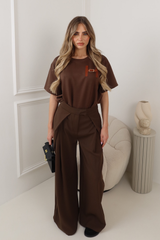 JORDAN CHOCOLATE STRAIGHT LEG TROUSERS