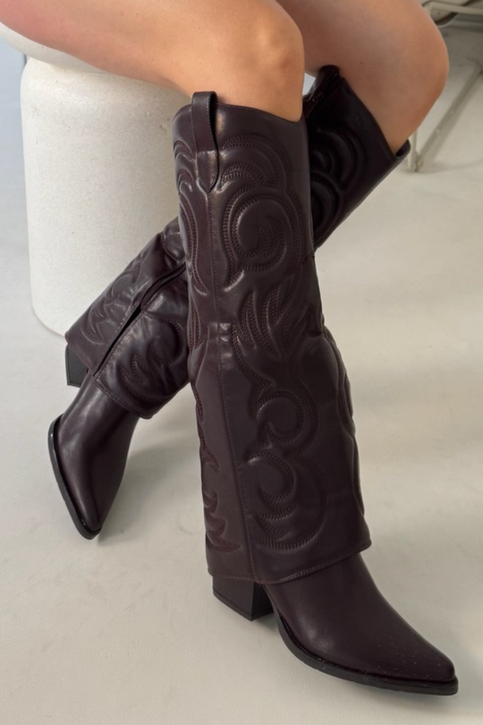 Sadie burgundy faux leather cowboy boots