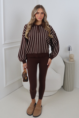 LEO CHOCOLATE STRIPE COLLARED JUMPER