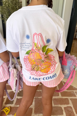 Mini lake como white printed t-shirt