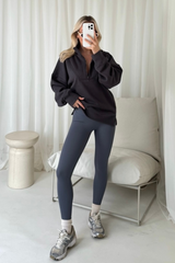 Cassidy steel grey 3/4 zip sweater and legging set