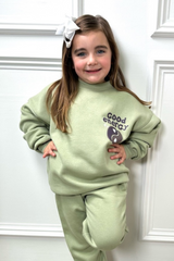 Mini sage good energy printed sweater jogger loungewear