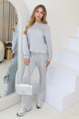 Apres ski marl grey sweater & flared pants loungewear