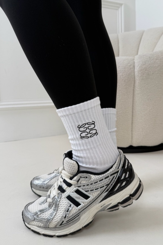 GLAMIFY EMBROIDERED WHITE SOCKS