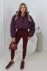 ROSIE PURPLE CROPPED HOODED PUFFER JACKET