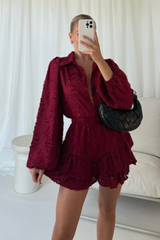 Becky burgundy embroided co-ord