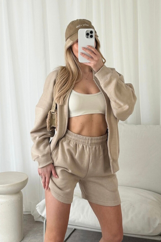 Siobhan stone bomber jacket and shorts loungewear