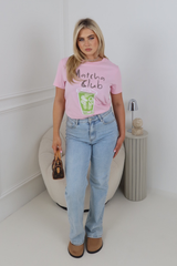 MATCHA CLUB PINK PRINTED T-SHIRT