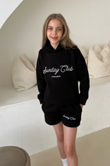 Mini studio leisure sunday embroidered black shorts