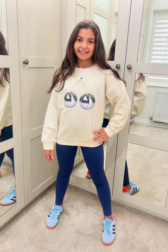 Mini disco cherry ecru printed sweater