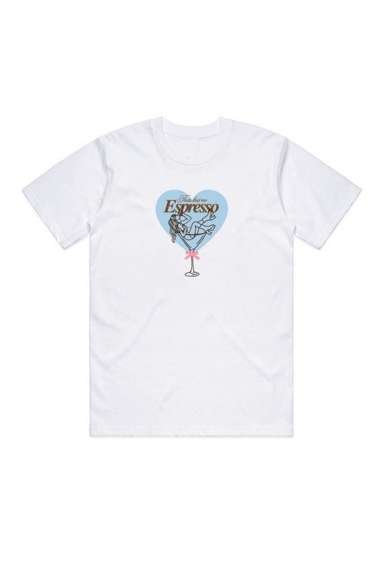 Mini espresso heart white printed t-shirt