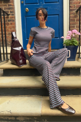 SCOUSE PRINTS 2.0 - BABY BLUE/CHOCOLATE  STRIPE TOP AND TROUSER SET