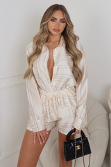 Ivy cream satin geometric print shorts co ord One Size (6-14) Co Ord