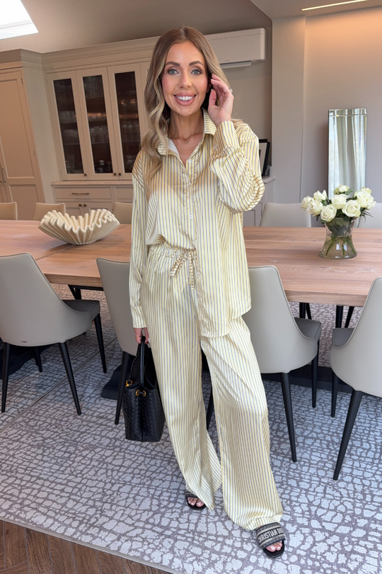 Cara lemon striped satin shirt