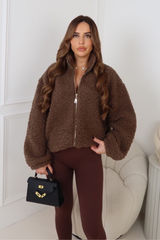 LOCKI CHOCOLATE GOLD ZIP WOOLY FLEECE