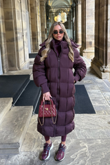 LYDIA BURGUNDY LONG PUFFER JACKET