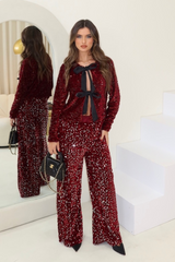 Maddie burgundy sequin trousers